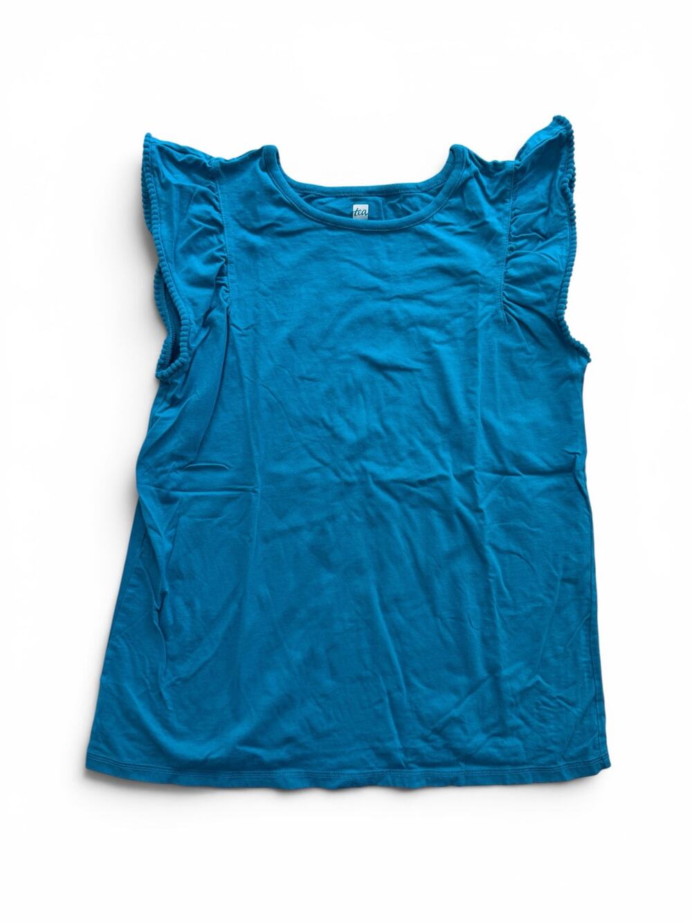 Tea Collection teal pom-pom flutter sleeve tee
